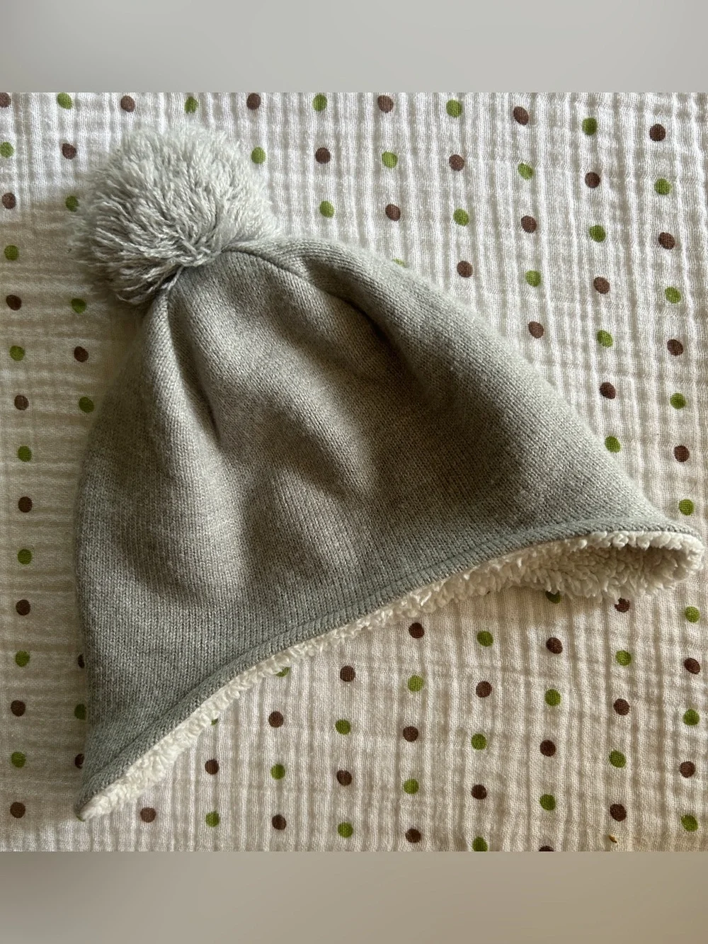 Primary Light Gray Earflap Pom-Pom Kids Hat